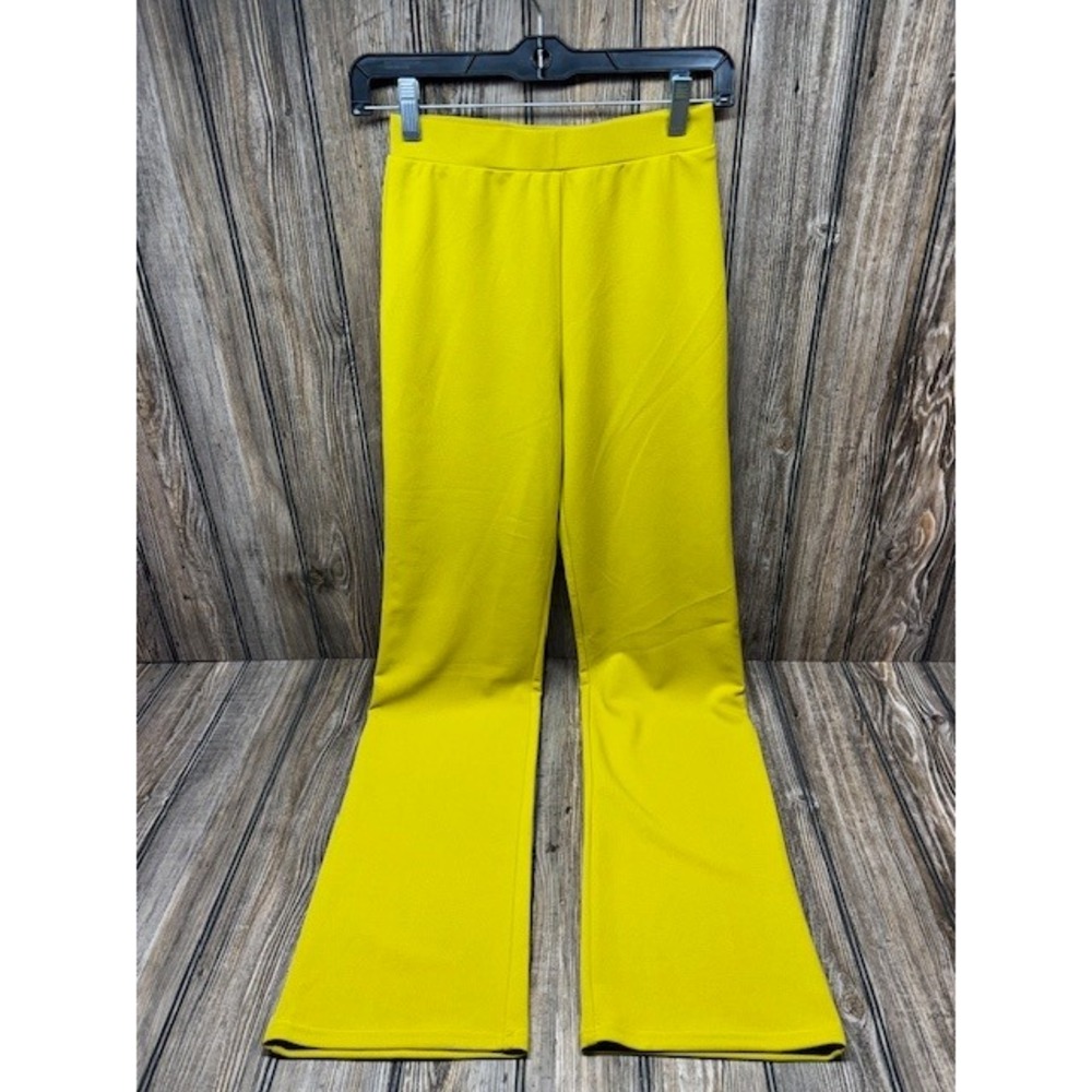 Fashion Nova Mustard Yellow Flare Pants XS Matching Set Polyester High Waisted
